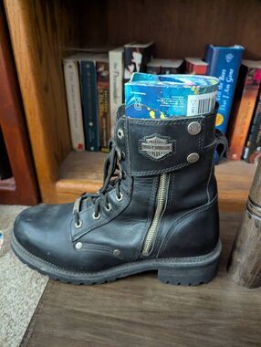 Harley Davidson Women’s Size 10 Black Leather Full Zip Moto Motorcycle Boots